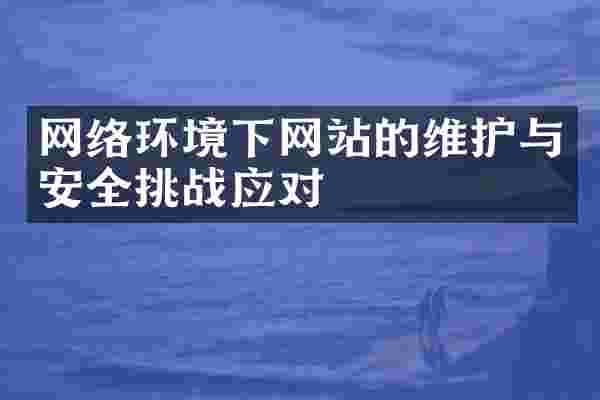 网络环境下网站的维护与安全挑战应对