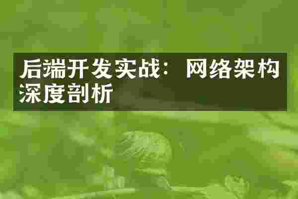 后端开发实战：网络架构深度剖析