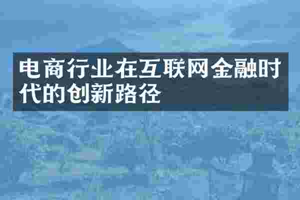 电商行业在互联网金融时代的创新路径