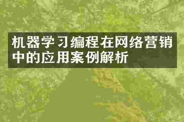 机器学习编程在网络营销中的应用案例解析