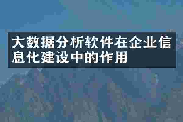 大数据分析软件在企业信息化建设中的作用