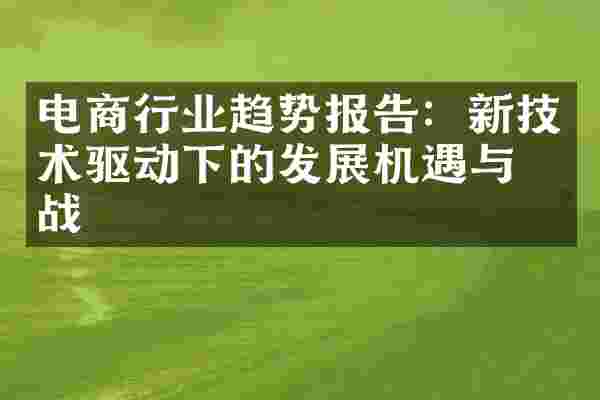 电商行业趋势报告:新技术驱动下的发展机遇与挑战