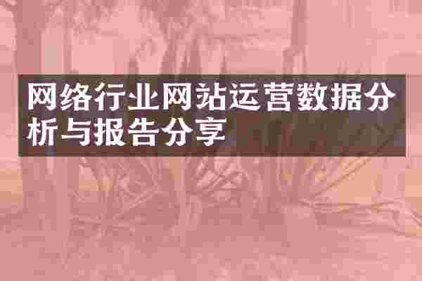网络行业网站运营数据分析与报告分享
