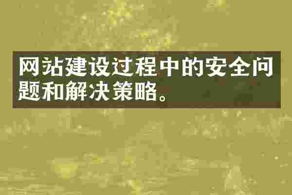 网站建设过程中的安全问题和解决策略。