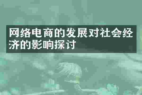 网络电商的发展对社会经济的影响探讨