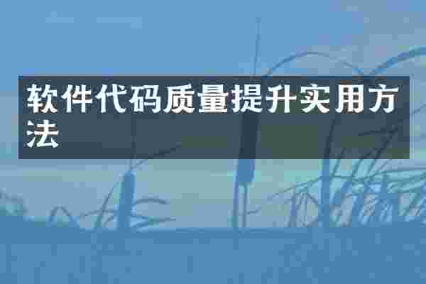 软件代码质量提升实用方法