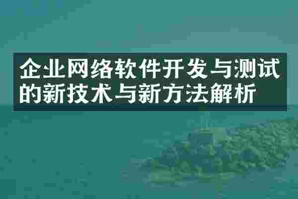 企业网络软件开发与测试的新技术与新方法解析