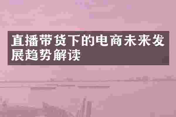 直播带货下的电商未来发展趋势解读
