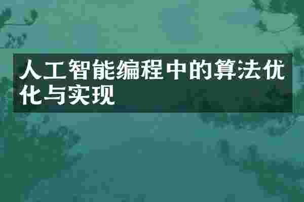 人工智能编程中的算法优化与实现