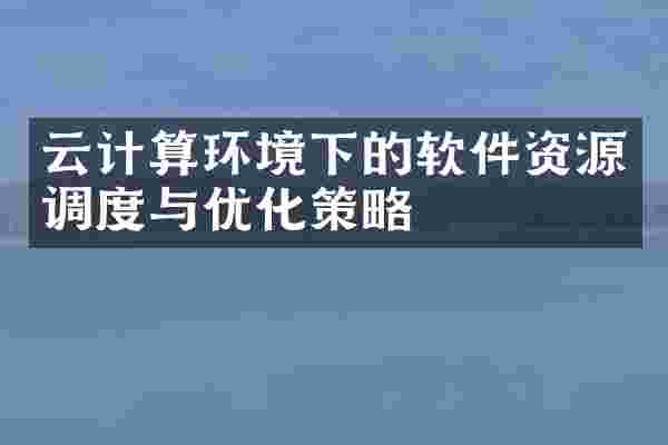 云计算环境下的软件资源调度与优化策略