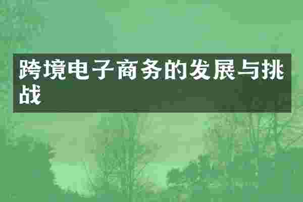跨境电子商务的发展与挑战