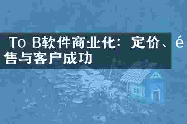  To B软件商业化：定价、销售与客户成功