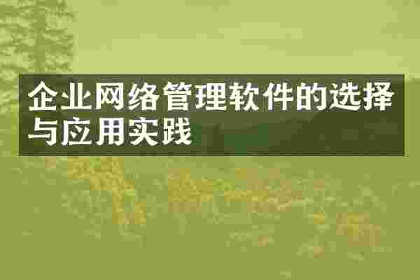 企业网络管理软件的选择与应用实践