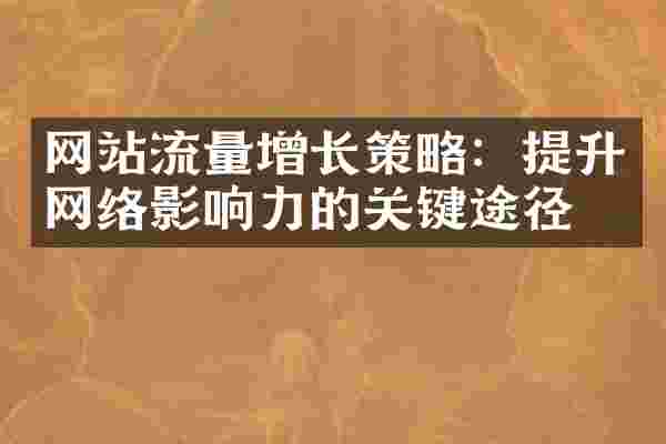 网站流量增长策略:提升网络影响力的关键途径