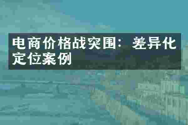 电商价格战突围：差异化定位案例