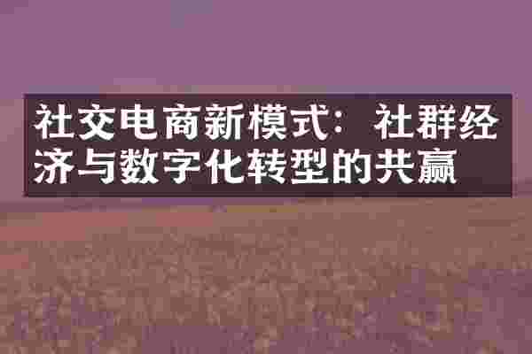 社交电商新模式：社群经济与数字化转型的共赢