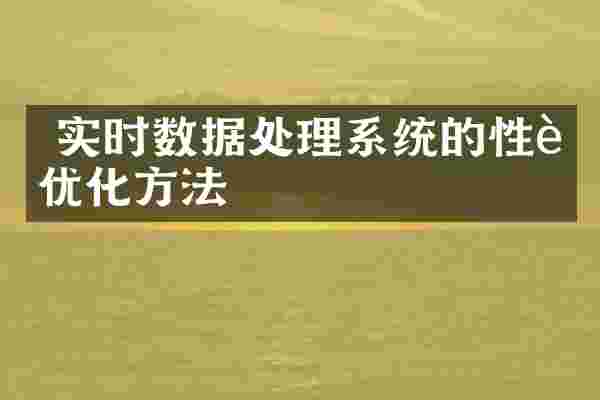  实时数据处理系统的性能优化方法